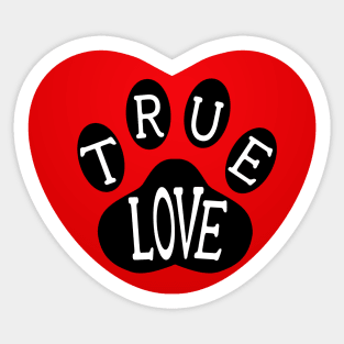 True Love Dog Paw Print Sticker